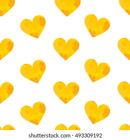 Seamless pattern with hearts. Autumn ornament. Vector