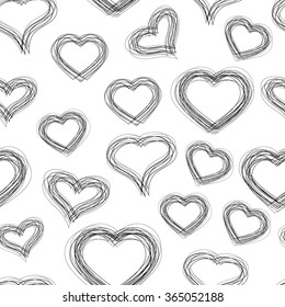 Seamless pattern with hearts for background, fabric print, decoration - vector illustration