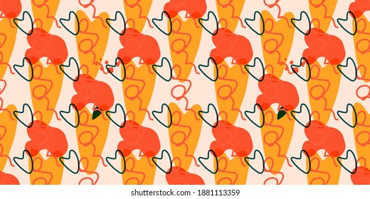 Seamless pattern with hearts. Background for Valentine's Day. Romantic seamless pattern. Falling in love and romance. Bright colors. Positive mood.