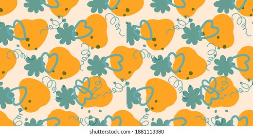 Seamless pattern with hearts. Background for Valentine's Day. Romantic seamless pattern. Falling in love and romance. Bright colors. Positive mood.