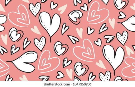Seamless pattern with hearts.Can be used on packaging paper, fabric,textile and wallpaper.