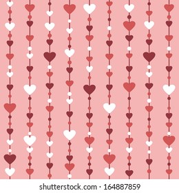 Seamless pattern with hearts and beads