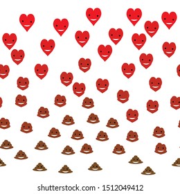 seamless pattern hearts become poop