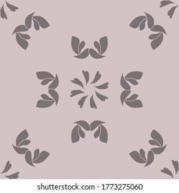 Seamless pattern with hearts and birds. Colors Pinkish Brown dark and Pinkish Brown light. Vector.