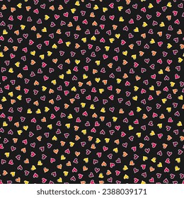 Seamless pattern with hearts and black background