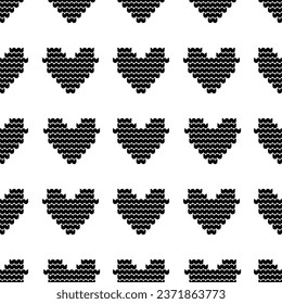 Seamless pattern with hearts. Black and white background. duotone graphic design.