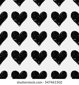 Seamless pattern with hearts in black and white.