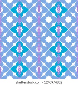 Seamless pattern of hearts of blue color. Vector illustration, can be used for textiles, wallpaper and wrapping paper.