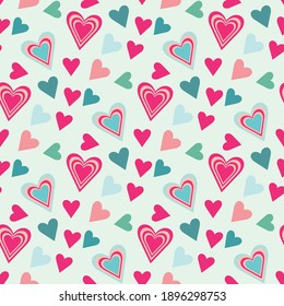 seamless pattern hearts blue and pink vector