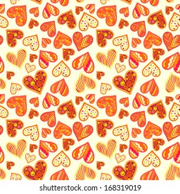 Seamless pattern with hearts. Can be used to fabric design, wallpaper, decorative paper for gifts on Valentines day, web design, etc.