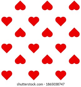 Seamless pattern with Hearts card suit. Endless background. Vector illustration.