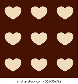 Seamless pattern of hearts in chocolate colors