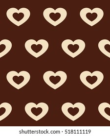Seamless pattern of hearts in chocolate colors