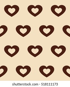 Seamless pattern of hearts in chocolate colors