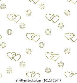 Seamless pattern with hearts and circles. Love theme. Design for banner, poster or print Valentine's day.