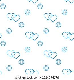 Seamless pattern with hearts and circles. Love theme. Design for banner, poster or print Valentine's day.