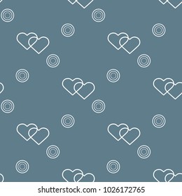 Seamless pattern with hearts and circles. Love theme. Design for banner, poster or print Valentine's day.