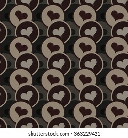 Seamless pattern with hearts and circles. Valentine's Day background. Vector illustration.