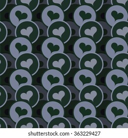 Seamless pattern with hearts and circles. Valentine's Day background. Vector illustration.