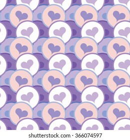 Seamless pattern with hearts and circles. Valentine's Day background. Vector illustration.