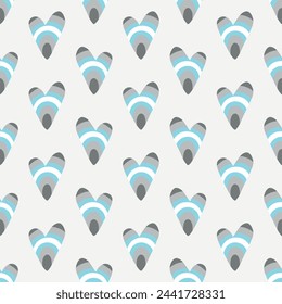 Seamless pattern with hearts of colors of the Demiboy Pride Flag. Print for textile, wallpaper, covers, surface. Abstract geometric seamless pattern. For fashion fabric. LGBTQ symbols