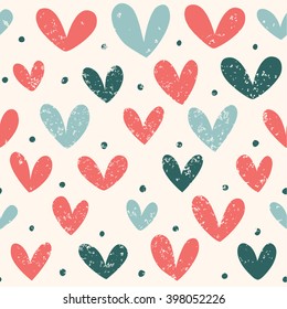 Seamless pattern with hearts. Conceived in vintage style.