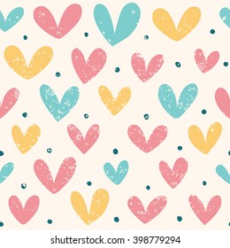 Seamless pattern with hearts. Conceived in vintage style.