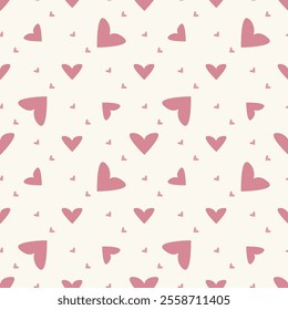 Seamless pattern with hearts. Cute delicate design for fabric, packaging, Valentine's Day wallpaper, romantic background