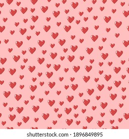 Seamless Pattern with hearts. Valentine’s Day, marrying. Print, poster, paper, textile, card design. Vector illustration. Love symbolism. Romantic theme, February, lgbt.