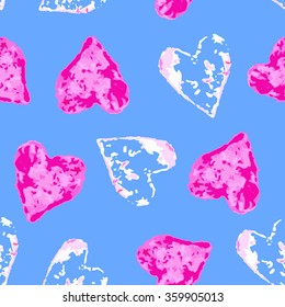 Seamless pattern with hearts, decor elements. Flat vector valentines day. Design for fabric, textile, wrapper, print, cards. Festive pattern. Valentine`s day background. 