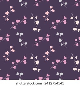 Seamless pattern with hearts. Design for scrapbooking, cards, paper goods, background, wallpaper, wrapping, fabric and more. Vector illustration