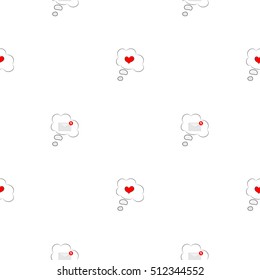 Seamless pattern of hearts in the dialog box and new letter in dialog box