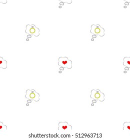Seamless pattern of hearts in the dialog box and wedding rings in dialog box