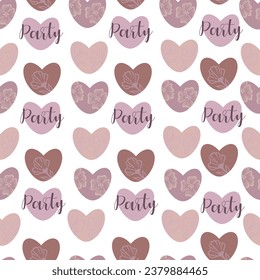 seamless pattern of hearts of different colors. Wallpaper. gift paper. Simple pattern, Stationery. Vector illustration.
