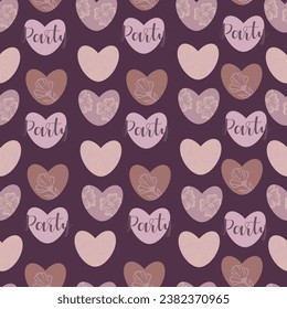 seamless pattern of hearts of different colors. Wallpaper. gift paper. Simple pattern, Stationery. Vector illustration.