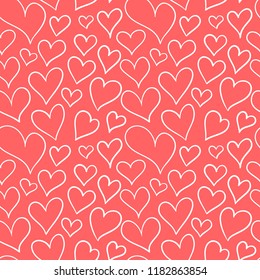 Seamless pattern with hearts of different sizes. A pattern for expressing feelings.