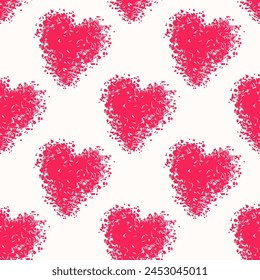 Seamless pattern with hearts in doodle style. Vector illustration. 