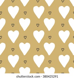 seamless pattern hearts The doodle style vector