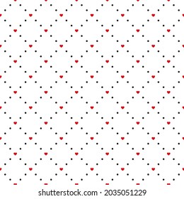 Seamless pattern with hearts and dots