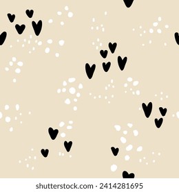 Seamless pattern with hearts and dots. Vector abstract seamless texture