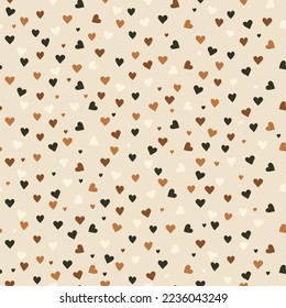 Seamless pattern with hearts in earthy colors. Print for textile, wallpaper, covers, surface. Retro stylization. Love pattern