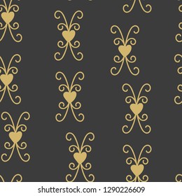 Seamless pattern with hearts and elements. Vector.