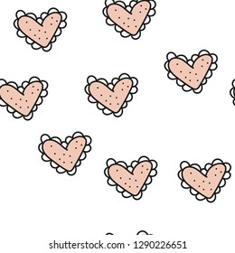 Seamless pattern with hearts and elements. Vector.