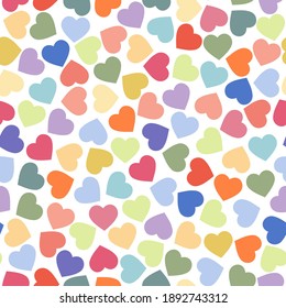 Seamless pattern with hearts. Endless romantic background for Valentine's Day. Symbols of love, relationships and romance for the holiday on February 14. Isolated. Vector illustration