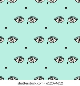 seamless pattern with hearts and eyes