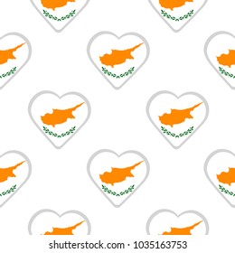 Seamless pattern from the hearts with the flag of Cyprus. Vector illustration