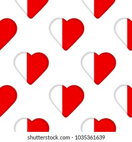 Seamless pattern from the hearts with the flag of Dubai and Ajman. Vector illustration