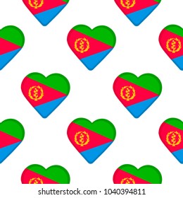 Seamless pattern from the hearts with flag of Eritrea. Vector illustration