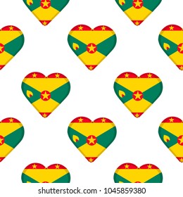 Seamless pattern from the hearts with flag of Grenada. Vector illustration