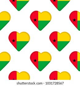 Seamless pattern from the hearts with flag of Guinea-Bissau. Vector illustration